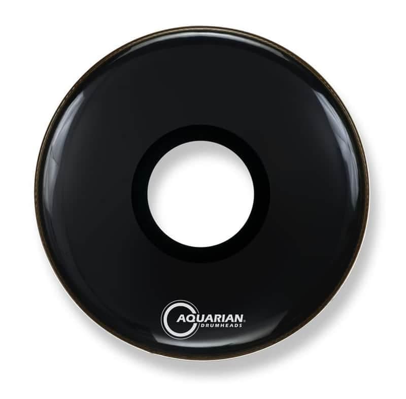 Aquarian Black Video Gloss Bass Drum w/ 7" Center Port 26"