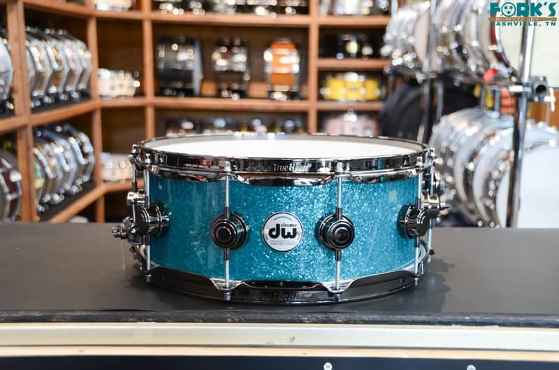 DW Collectors Maple/Mahogany 5.5x14 Snare Drum - "Teal Glass"