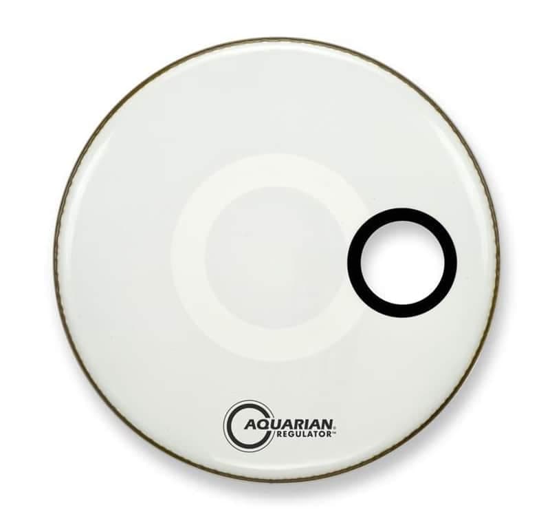Aquarian Regulator White Video Gloss Bass Drum w/ 4.75" Offset Hole 24"