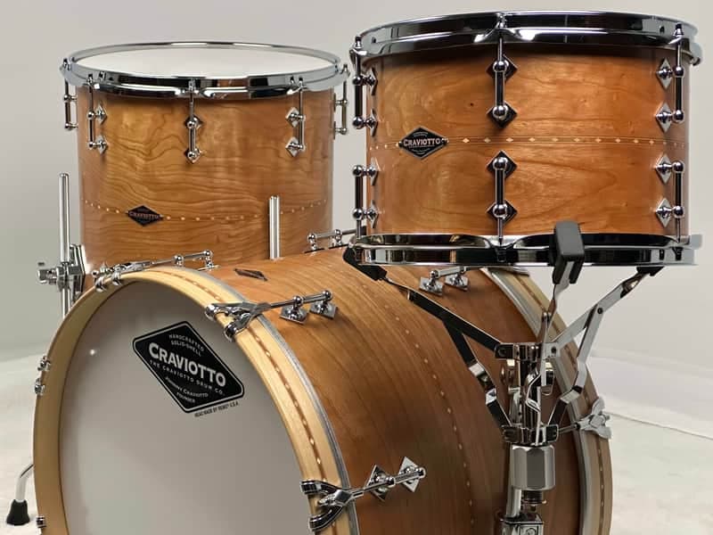 Craviotto 20/12/14" Solid Cherry Drum Set w/ Cherry Inlay - Kit #1161