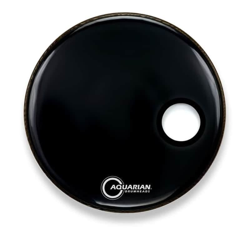 Aquarian Black Video Gloss Bass Drum w/ 4.75" Offset Port 24"