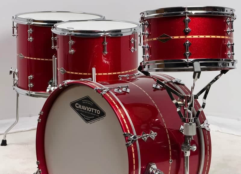 Craviotto 14x20"/7x12"/14x14"/14x16" Poplar B/B Drum Set - Red Sparkle Lacquer