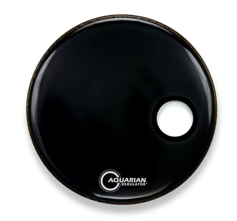 Aquarian Regulator Black Video Gloss Bass Drum w/ 4.75" Offset Hole 18"