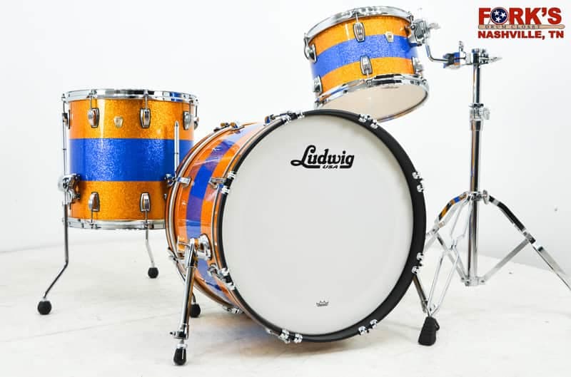 Ludwig Classic Maple 3pc Drum Kit - "Triband Gold/Blue Sparkle"