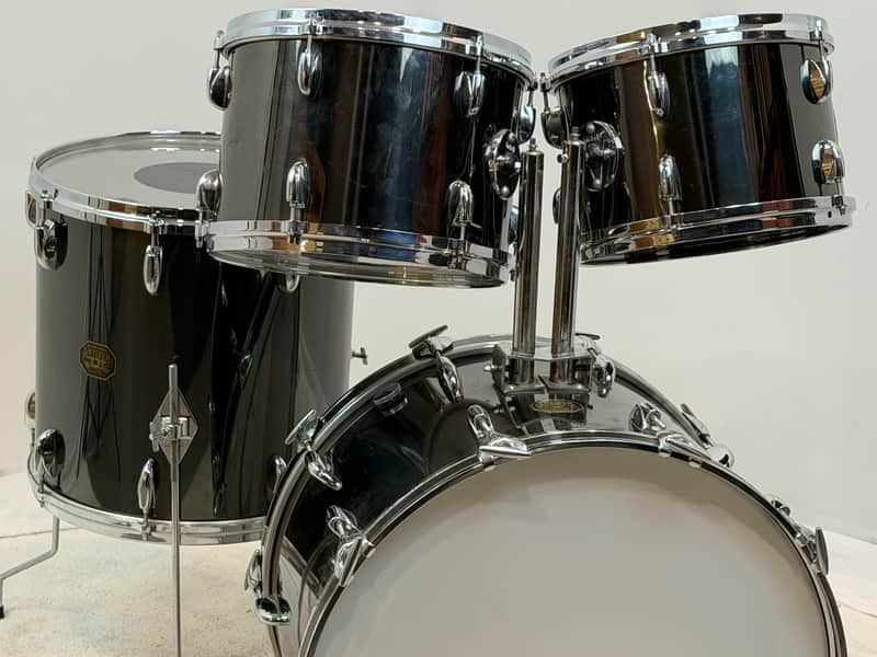 Gretsch 22/12/13/16" 70's Stop Sign Badge Drum Set - Black Mirror Chrome