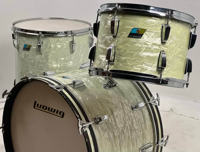 Ludwig 22/13/16" 1970's 3-Ply Super Classic Drum Set - White Marine Pearl